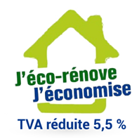 financement isolation Logo de J'Eco Rénov avec mention 'TVA réduite à 5,5%' - Bénéficiez d'avantages fiscaux avec la TVA réduite pour vos projets éco-responsables. J'Eco Rénov vous accompagne vers une rénovation durable et économique.
